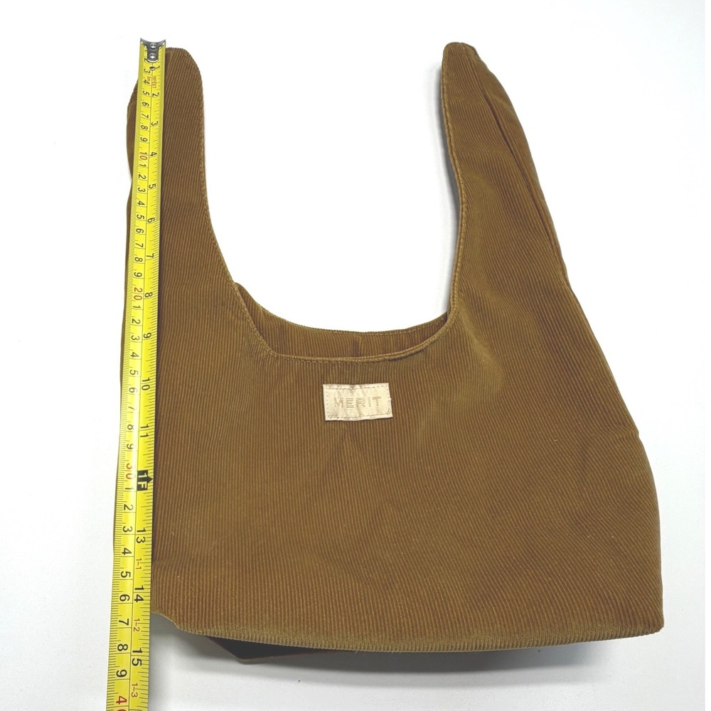 MERIT Corduroy Shoulder‎ Bag Brown Minimalist Slouch Tote Boho - Picture 2 of 6